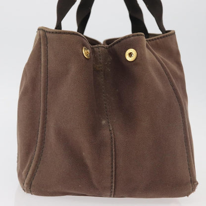 Prada PRADA Canapa MM Hand Bag Canvas Brown Gold Authentic 176198