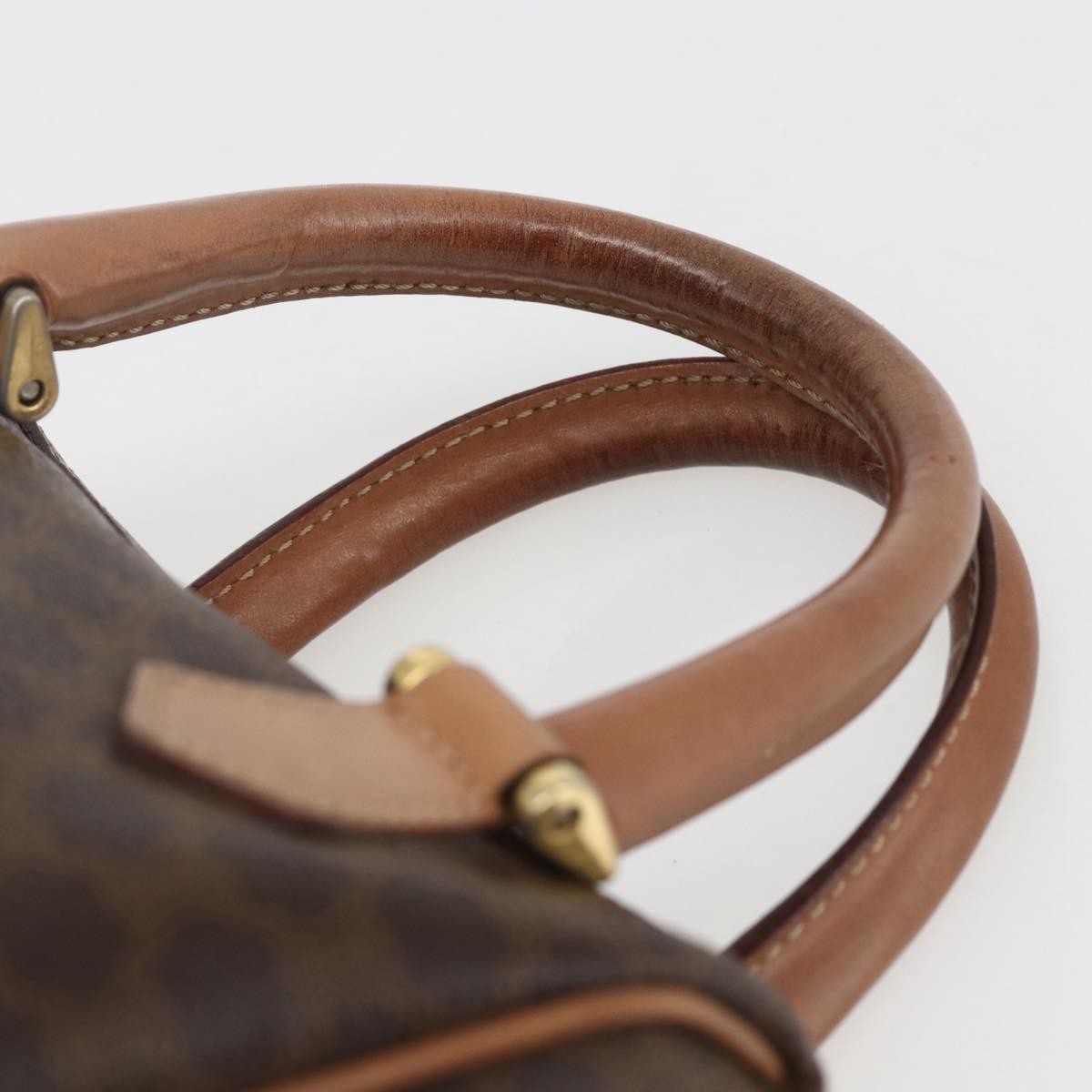 Celine CELINE Macadam Canvas Mini Hand Bag PVC Leather Brown Gold Authentic mr1952