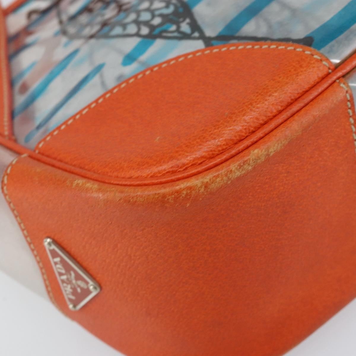 Prada PRADA Hand Bag Vinyl Clear Silver Authentic 161719