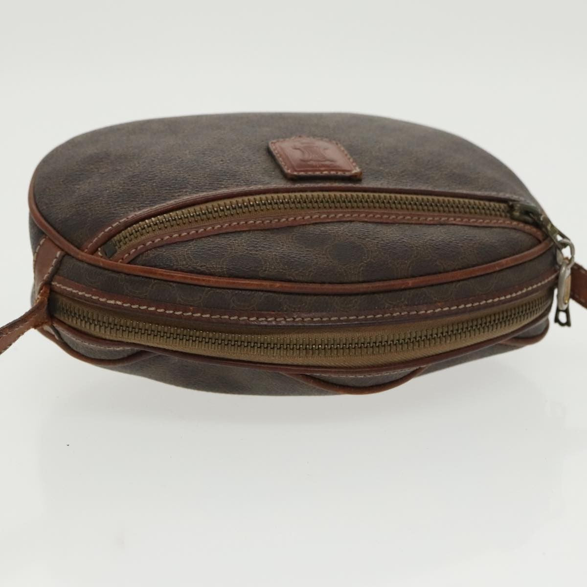 Celine CELINE Macadam Canvas Shoulder Bag PVC Leather Brown Gold Authentic bs19763