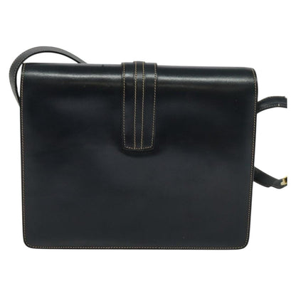 Gucci GUCCI Shoulder Bag Leather Navy Gold Authentic BD2006