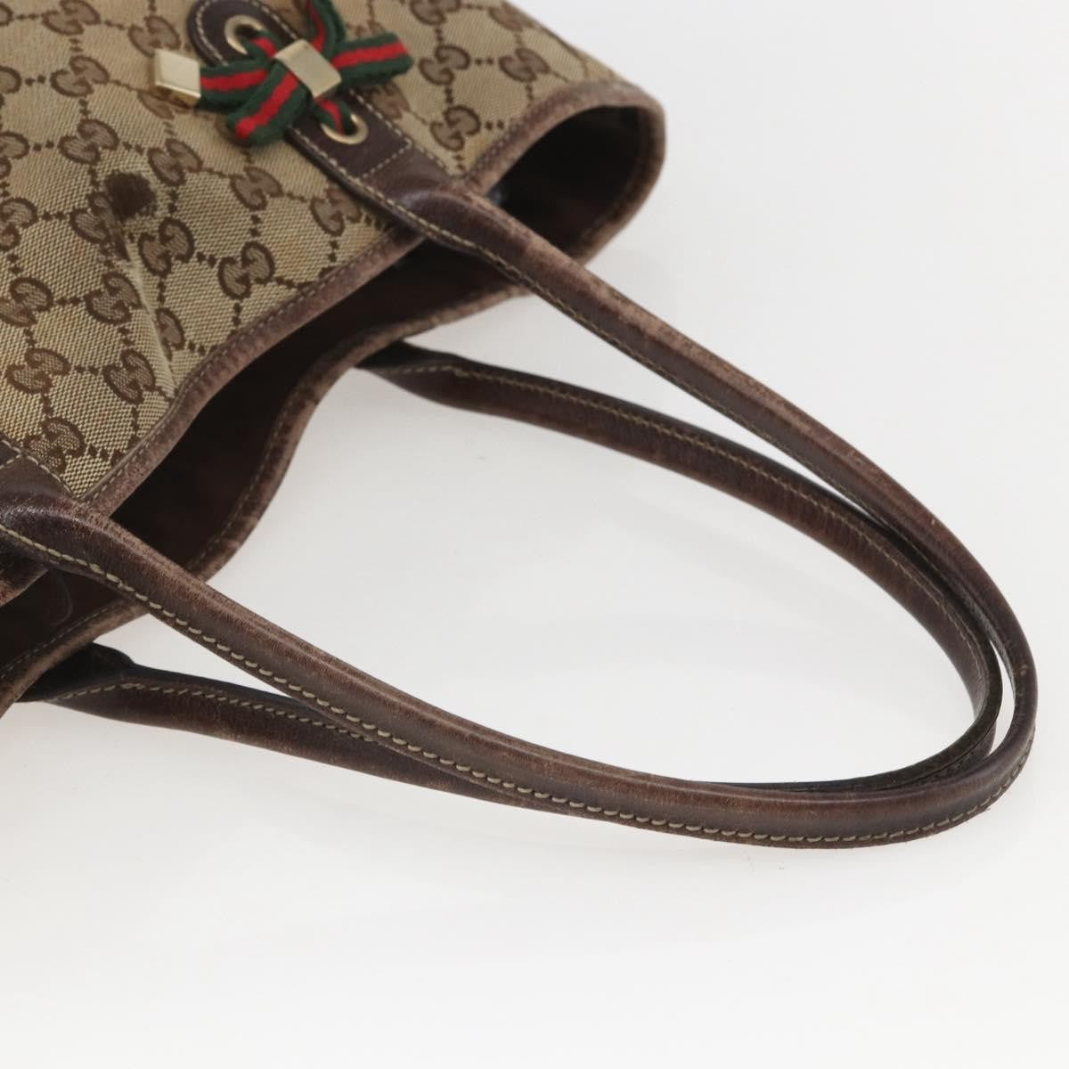 Gucci GUCCI GG Canvas Web Sherry Line Tote Bag Beige Red 163805 Authentic 160574