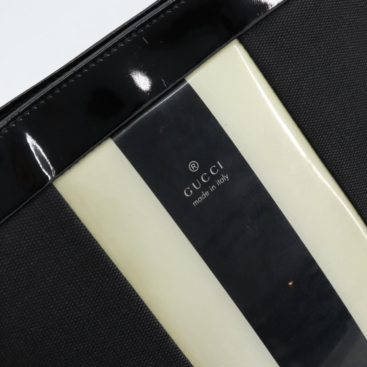 Gucci GUCCI Shoulder Bag Enamel Canvas Black Gold 001 4231 Authentic 121347