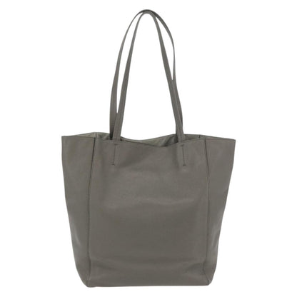 Celine CELINE Cabas Phantom Tote Bag Leather Gray Silver Authentic hk3679