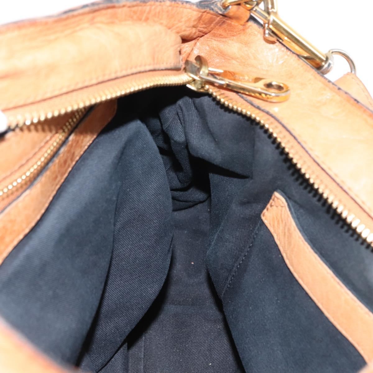 Chloé Chloé Chloe Etel Hand Bag Leather 2way Beige Gold Authentic fm4883