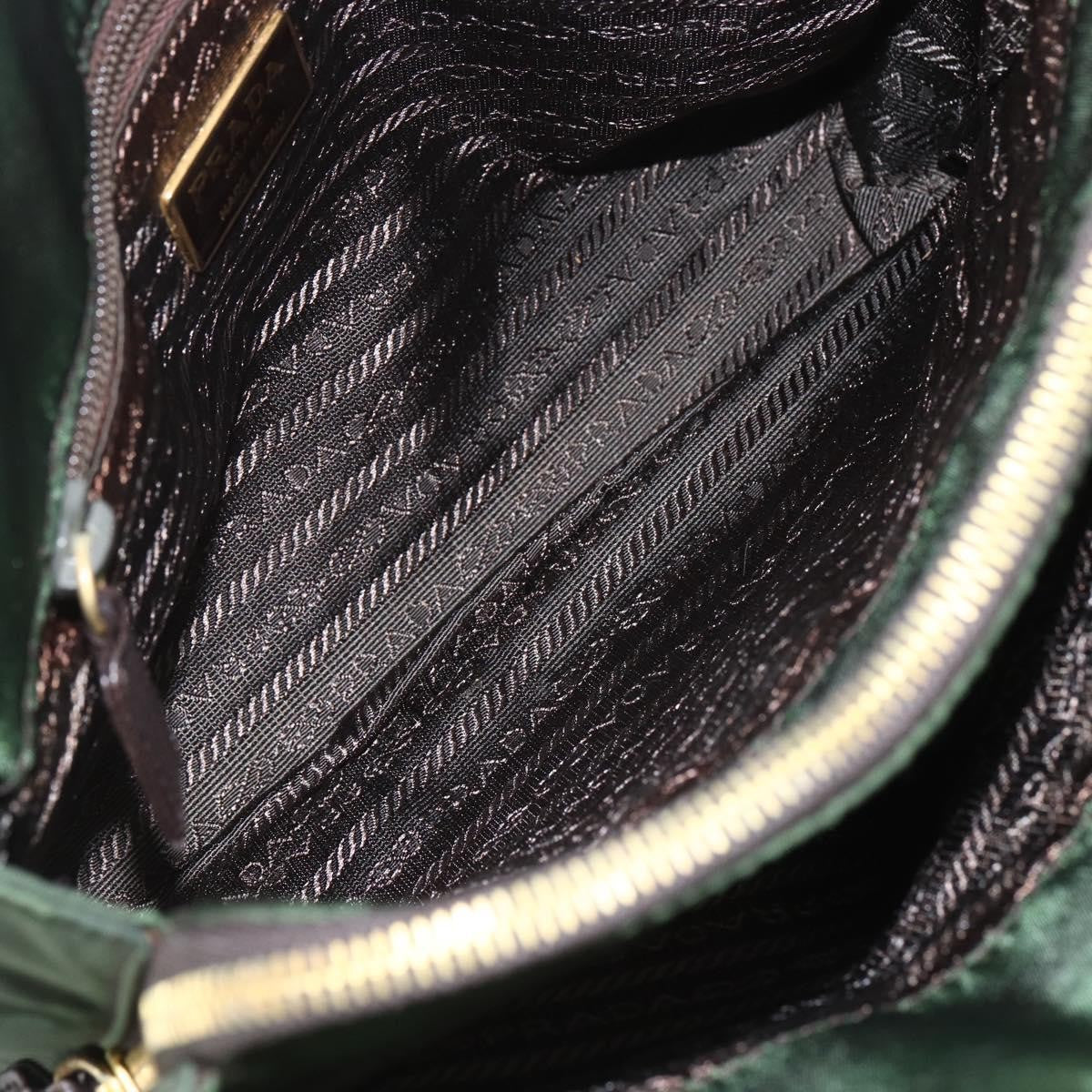 Prada PRADA Chain Shoulder Bag Nylon Green Gold Authentic 159258