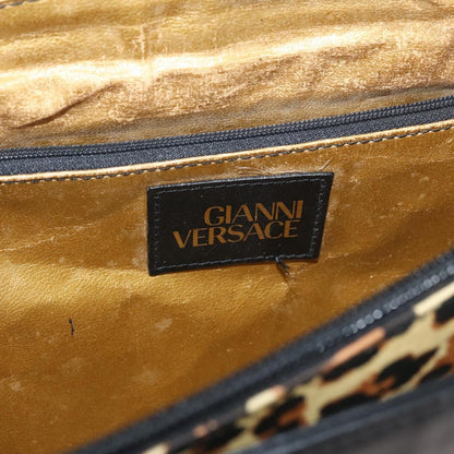 Versace VERSACE Hand Bag PVC Leather Yellow Gold Authentic 177929