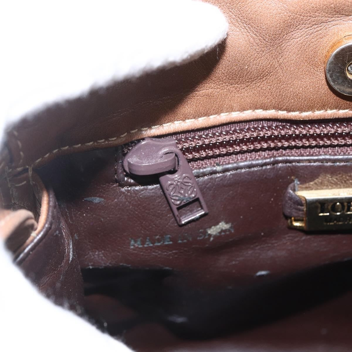 Loewe LOEWE Anagram Shoulder Bag Leather Brown Gold Authentic ep12651