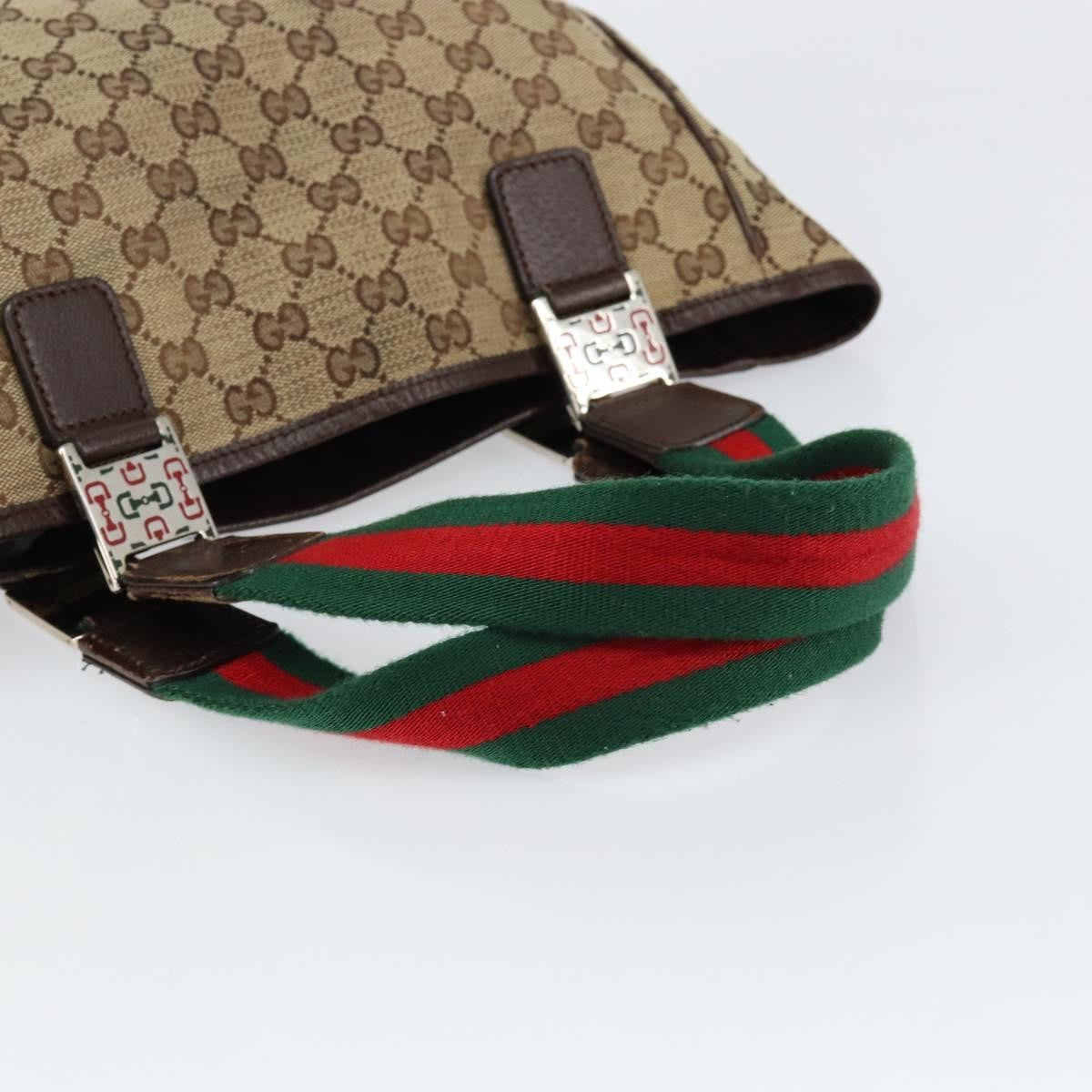 Gucci GUCCI GG Canvas Web Sherry Line Hand Bag Beige Red Green 145810 Authentic 155191