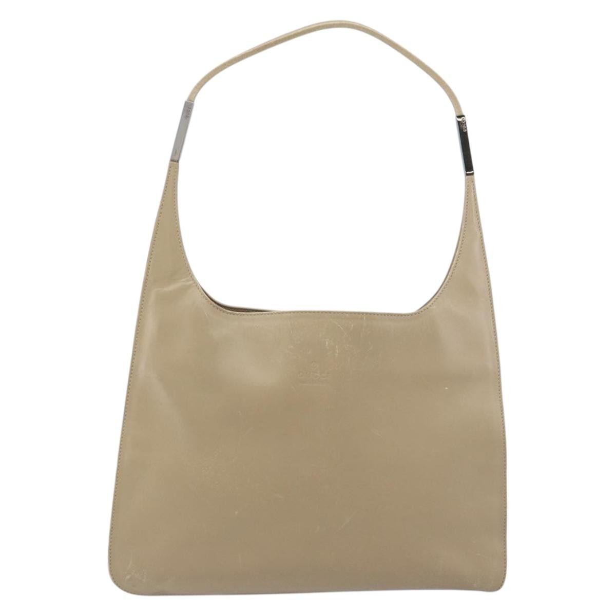 Gucci GUCCI Shoulder Bag Leather Beige Silver 001 3167 Authentic 151609