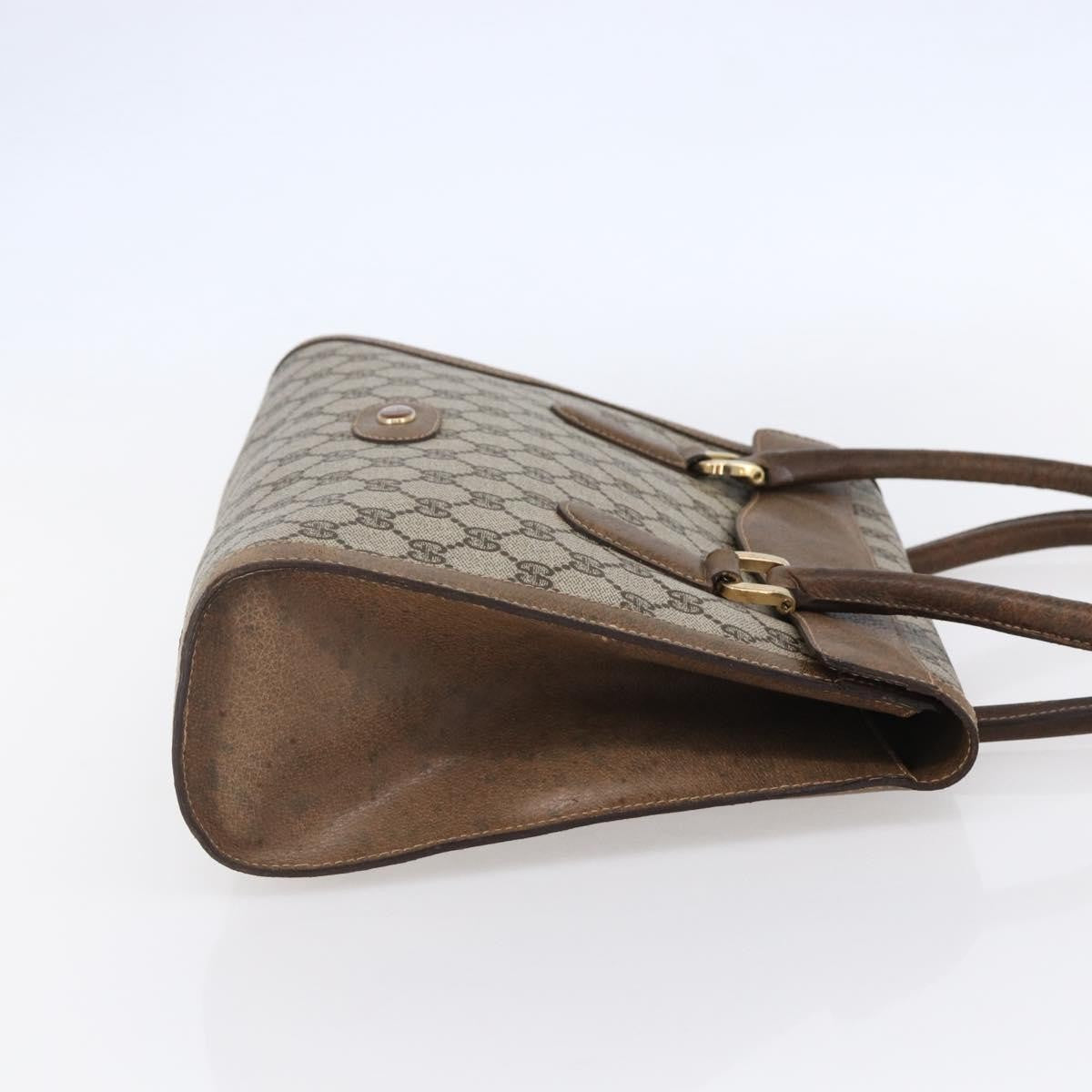 Gucci GUCCI GG Supreme Hand Bag PVC Beige Gold Authentic 150024