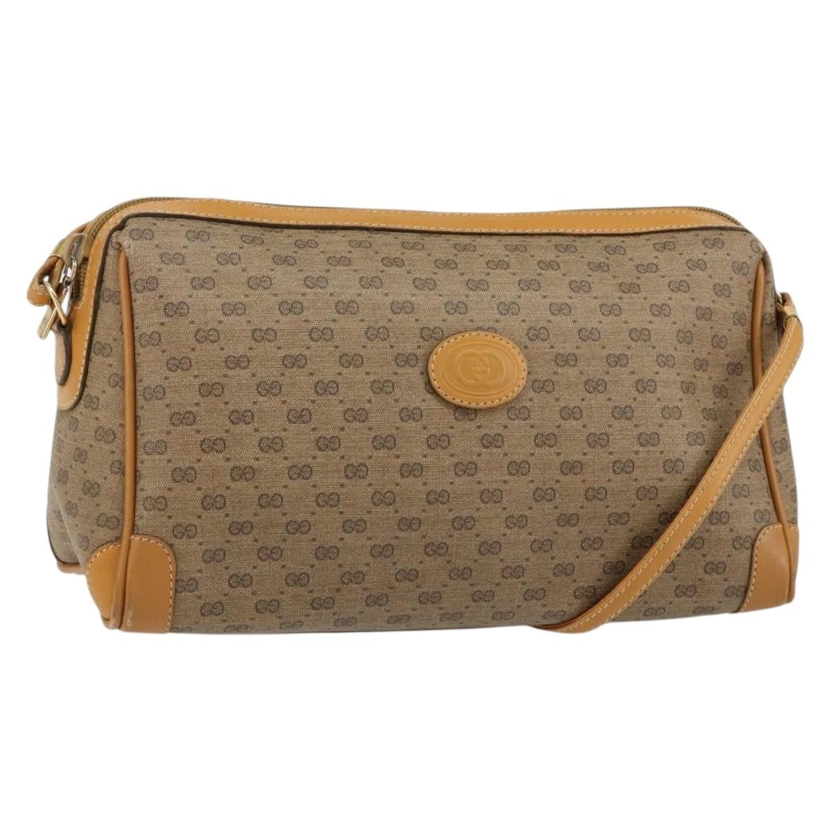 Gucci GUCCI Micro GG Supreme Shoulder Bag PVC Beige Gold Authentic ep11521