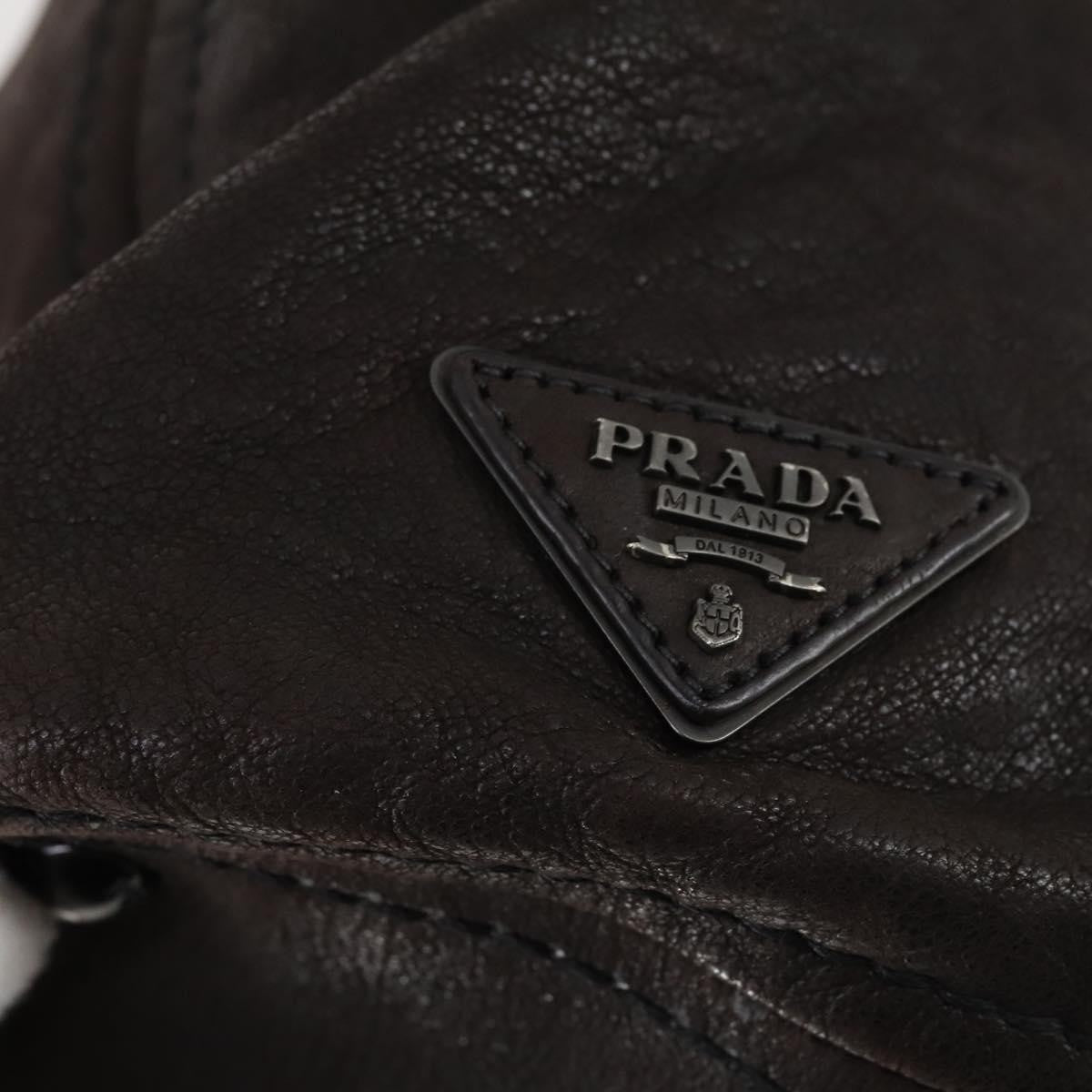 Prada PRADA Hand Bag Leather 2way Brown Silver Authentic 153083