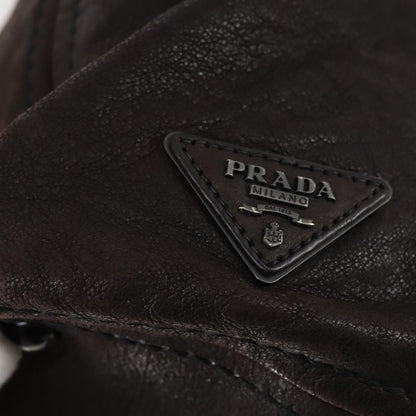 Prada PRADA Hand Bag Leather 2way Brown Silver Authentic 153083