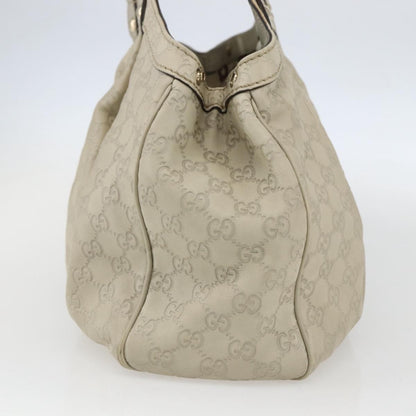 Gucci GUCCI Guccissima GG Canvas Sukey Hand Bag Leather White Gold 211944 Authentic yk20007