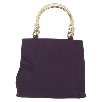 Prada PRADA Hand Bag Nylon Metal Purple Gold Authentic 155415