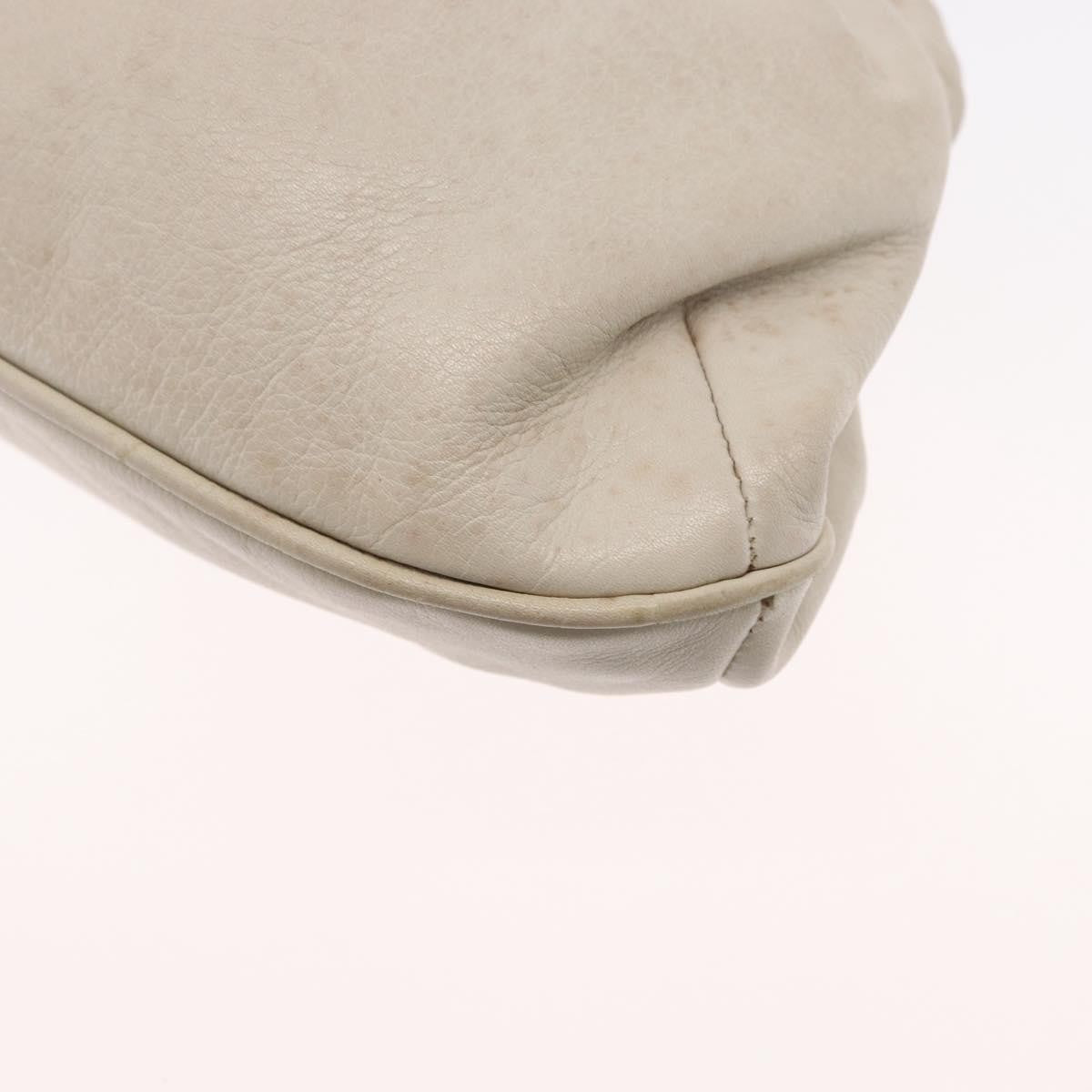 Celine CELINE Shoulder Bag Leather White Gold Authentic 162034