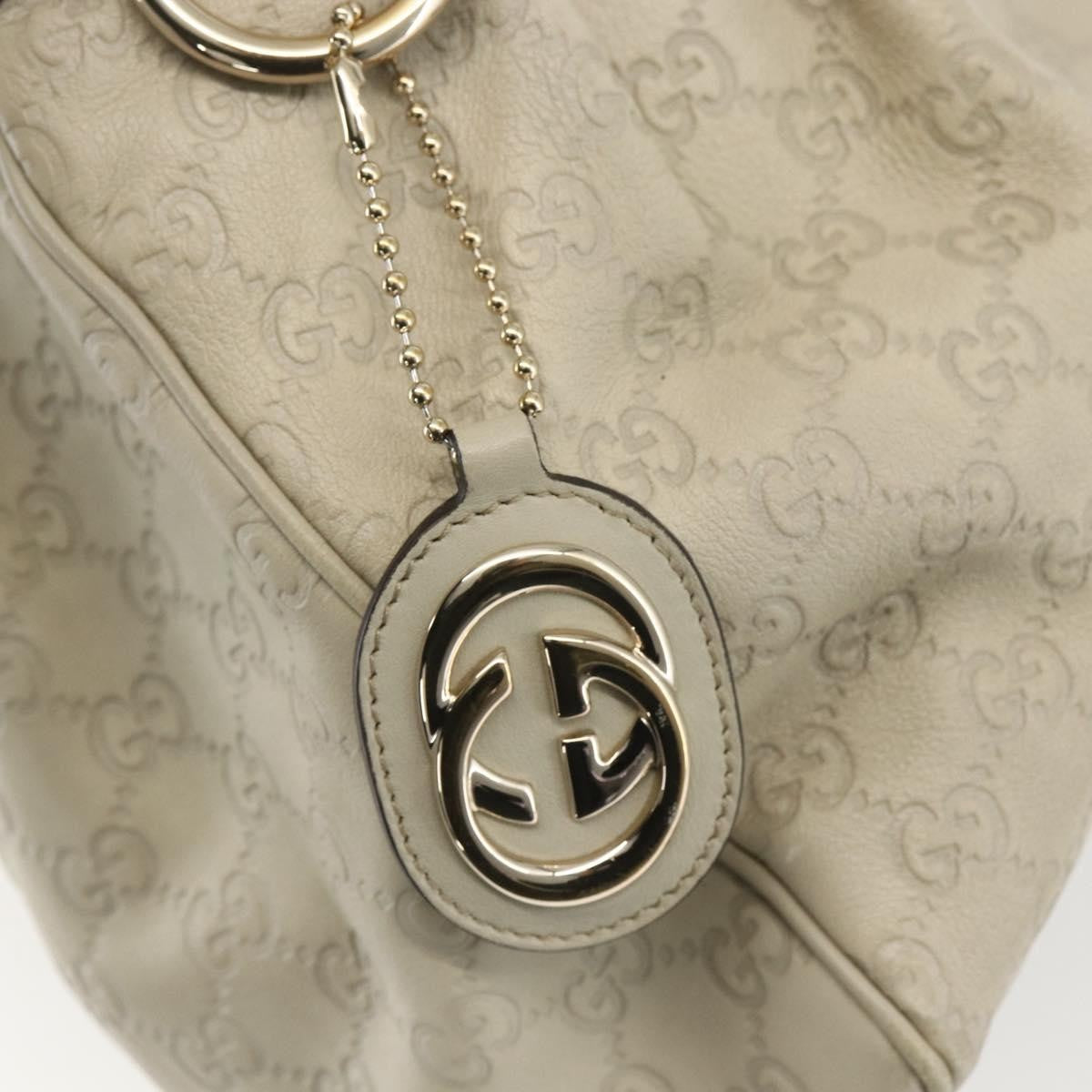 Gucci GUCCI Guccissima GG Canvas Sukey Hand Bag Leather White Gold 211944 Authentic yk20007