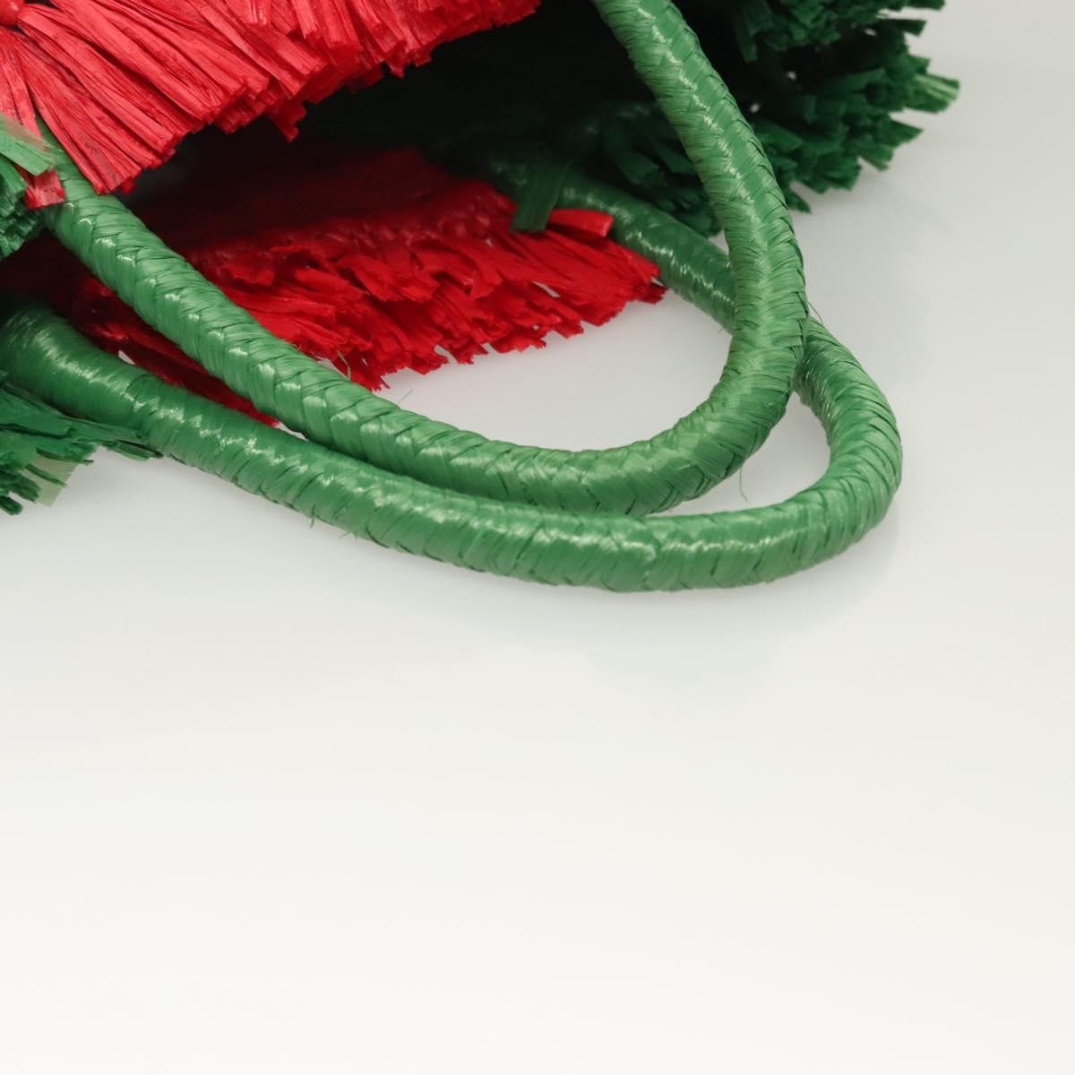 Gucci GUCCI Hand Bag Straw Green Red 524810 Authentic bs26626