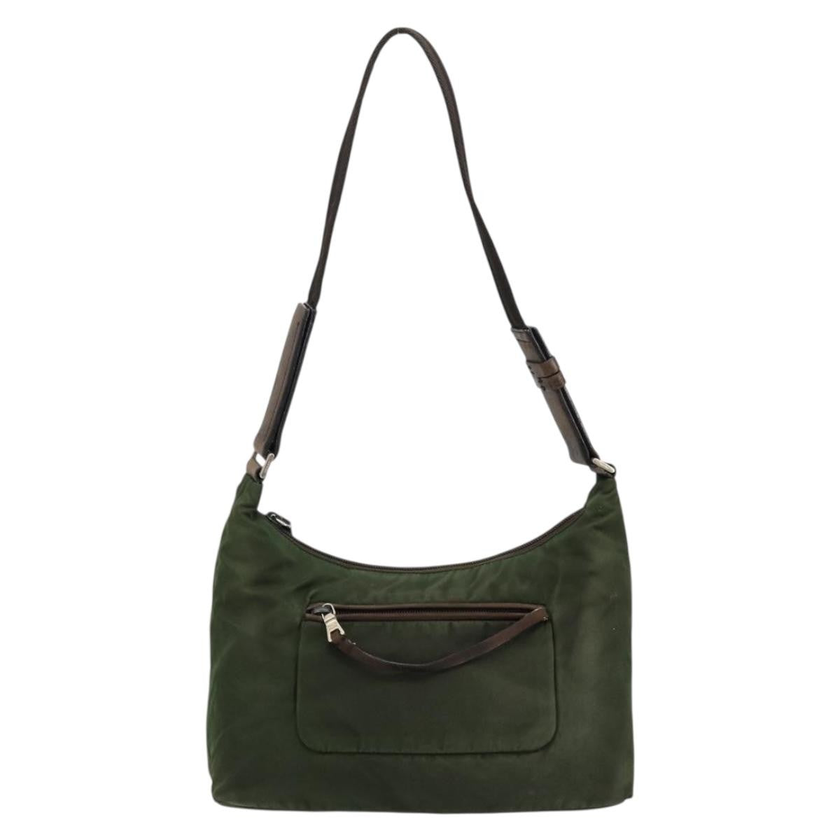 Prada PRADA Shoulder Bag Nylon Khaki Silver Authentic bs34740