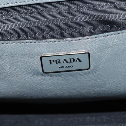 Prada PRADA Hand Bag Leather Gray Silver Authentic 149313