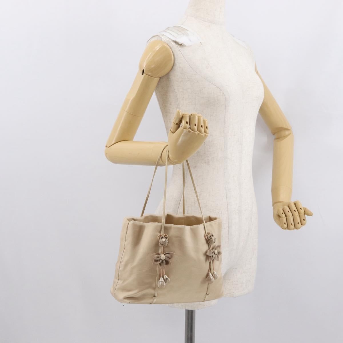 Prada PRADA Hand Bag Satin Beige Authentic 166753