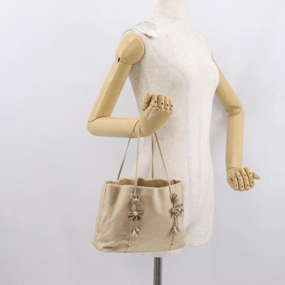 Prada PRADA Hand Bag Satin Beige Authentic 166753