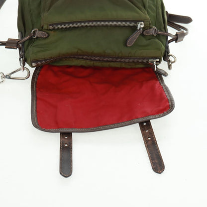 Prada PRADA Shoulder Bag Nylon Green Silver Authentic 161408