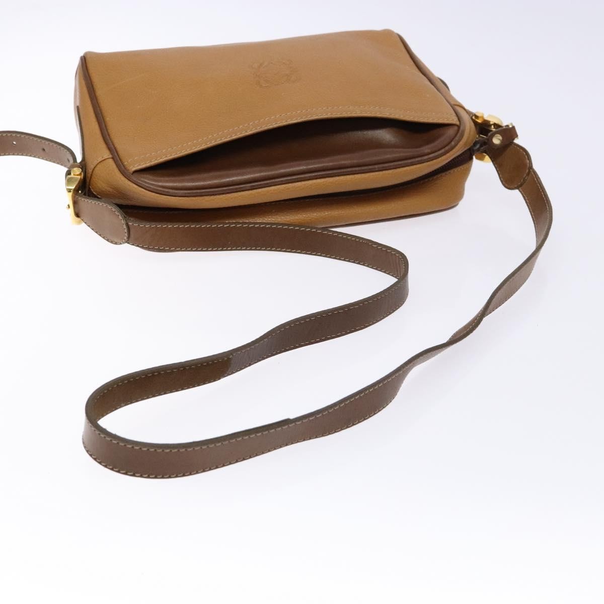 Loewe LOEWE Shoulder Bag Leather Brown Gold Authentic am8960