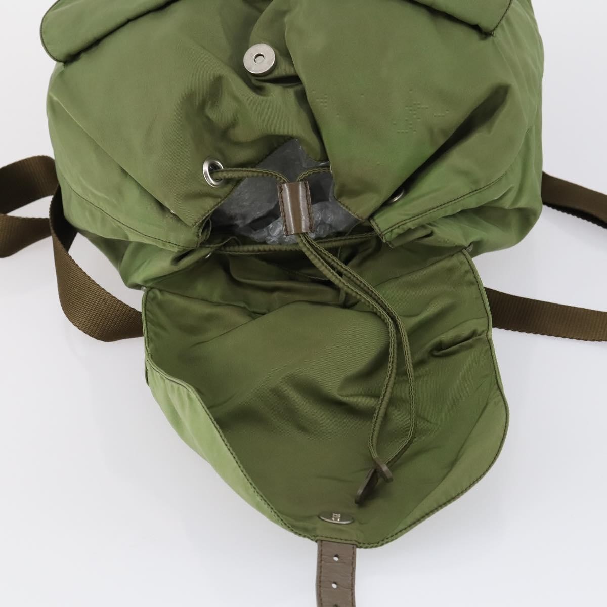 Prada PRADA Backpack Nylon Khaki Silver Authentic 148291 Bag