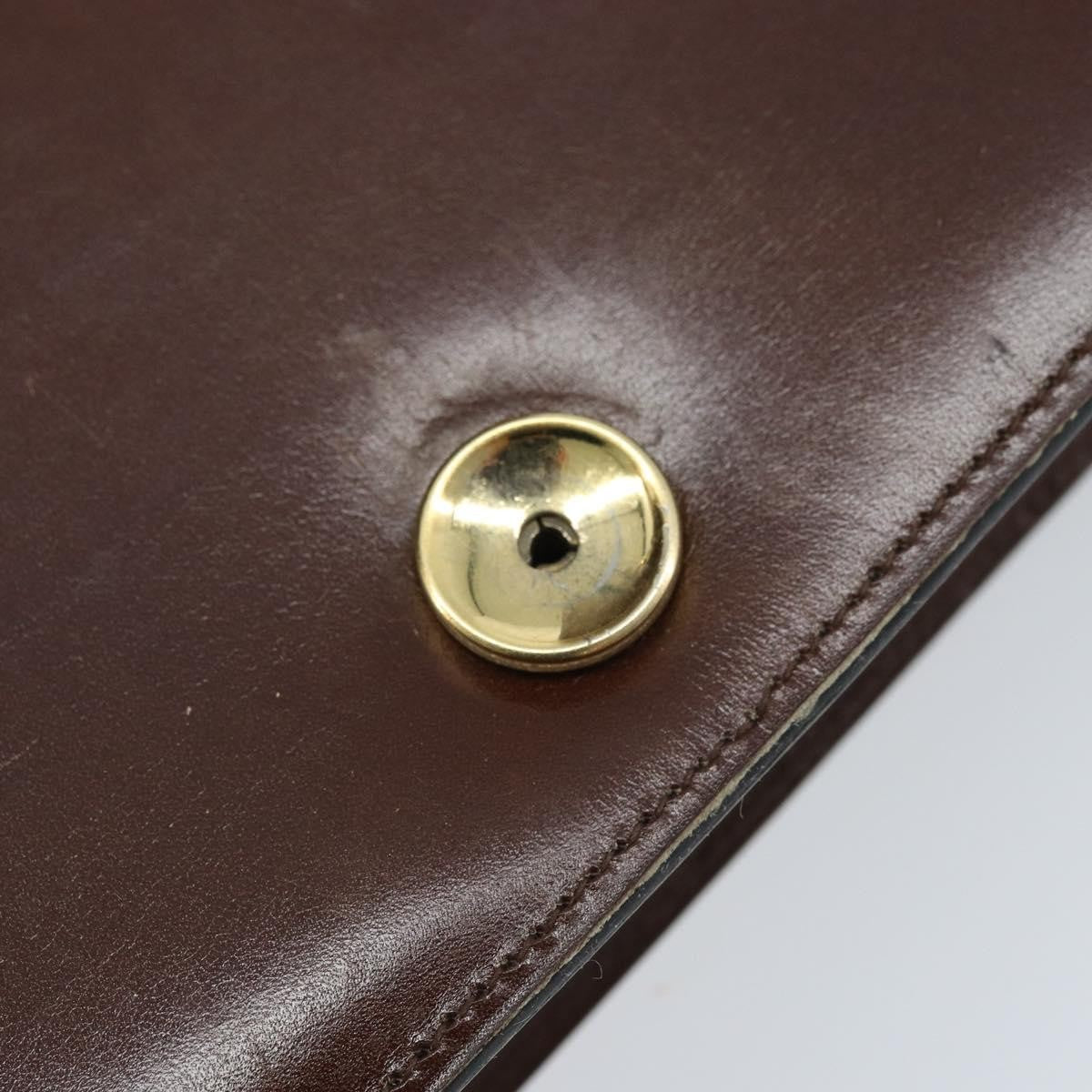 Dior Christian Dior Shoulder Bag Leather Brown Gold Authentic mr2273