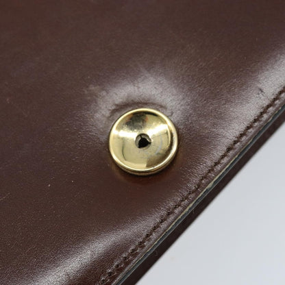 Dior Christian Dior Shoulder Bag Leather Brown Gold Authentic mr2273