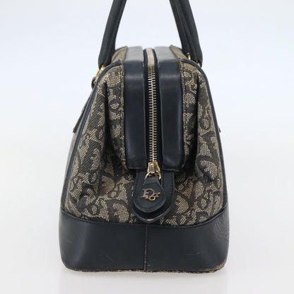 Dior Christian Dior Trotter Canvas Hand Bag Navy Gold Authentic gh760