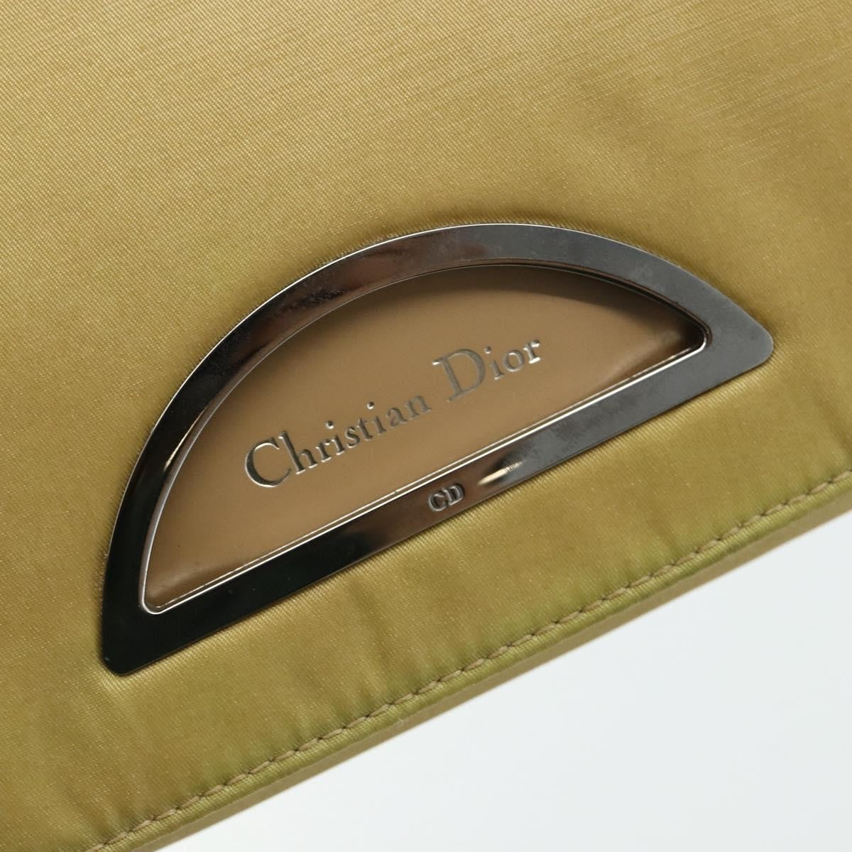 Dior Christian Dior Maris Pearl Shoulder Bag Nylon Beige Silver Authentic 180083