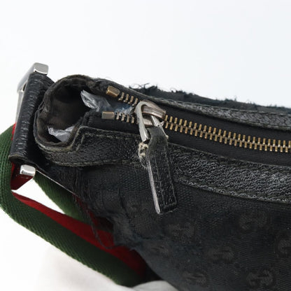 Gucci GUCCI GG Canvas Shoulder Bag Black Silver 181092 Authentic bs31680