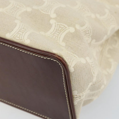 Celine CELINE Macadam Canvas Hand Bag Beige Gold Authentic 168626