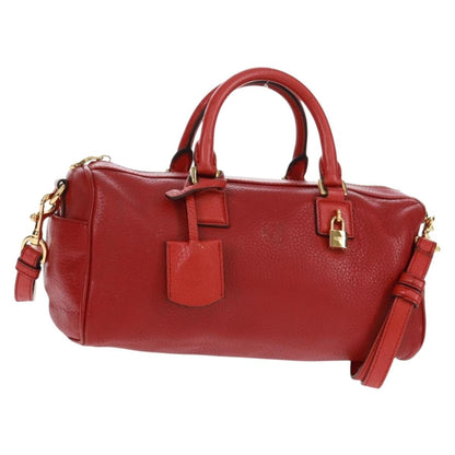 Loewe LOEWE Hand Bag Leather 2way Red Gold Authentic 160175