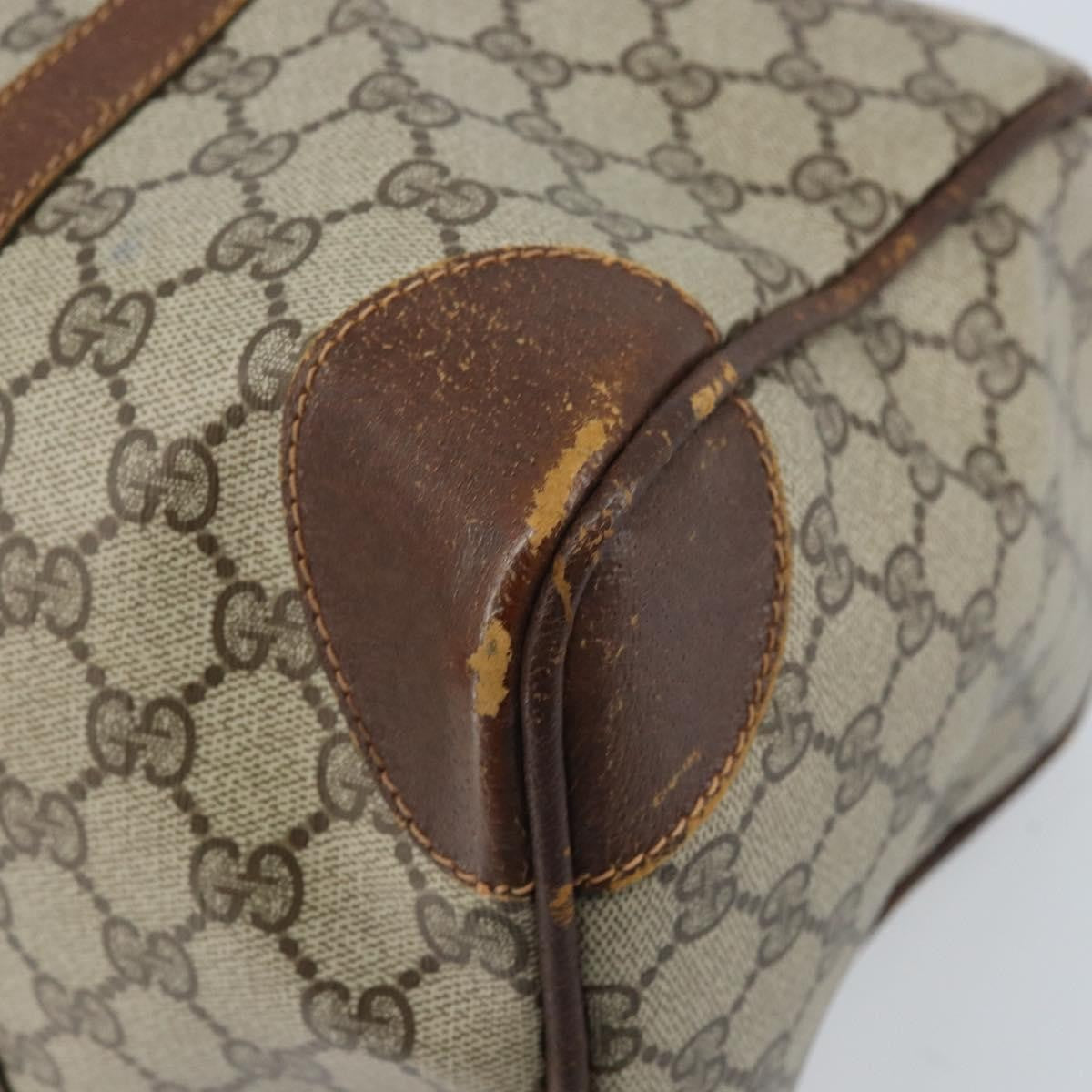 Gucci GUCCI GG Supreme Hand Bag PVC Beige Gold Authentic ka2314
