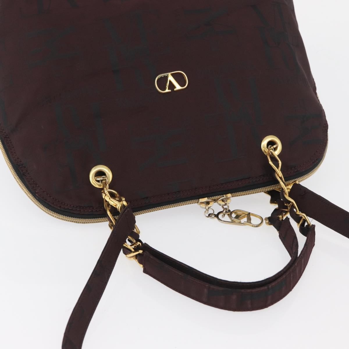 Valentino VALENTINO Chain Hand Bag Nylon 2way Bordeaux Gold Authentic bs34111