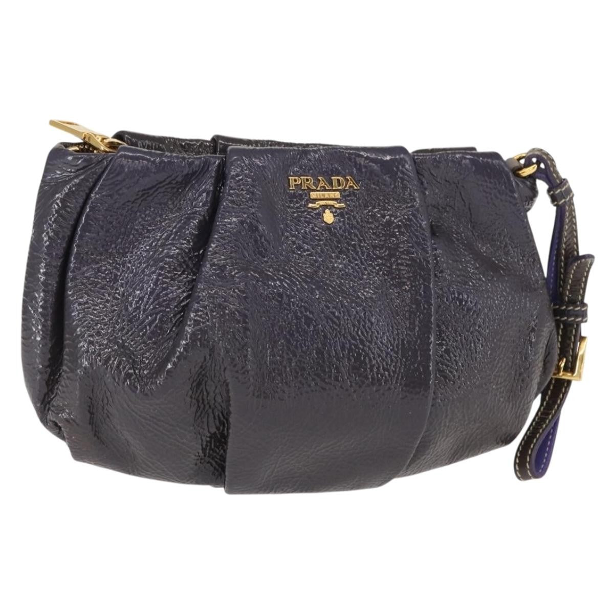 Prada PRADA Pouch Enamel Purple Gold Authentic 154899 Bag