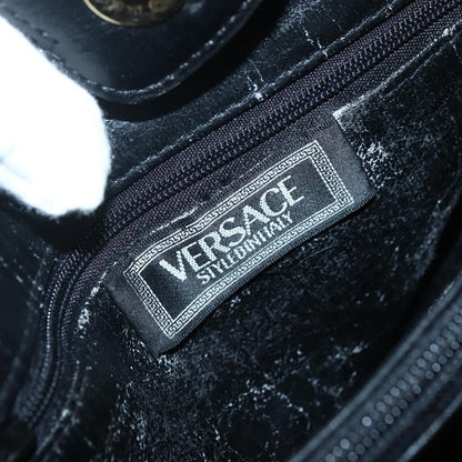 Gianni Versace Gianni Versace Chain Tote Bag Leather Black Gold Authentic bs29493