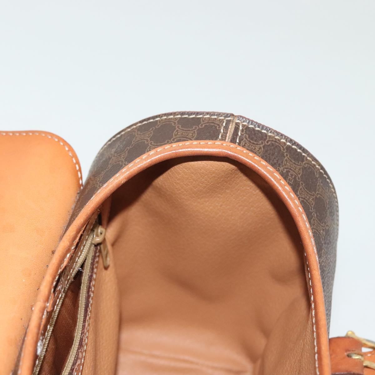 Celine CELINE Macadam Canvas Hand Bag PVC Leather Brown Gold Authentic gh739