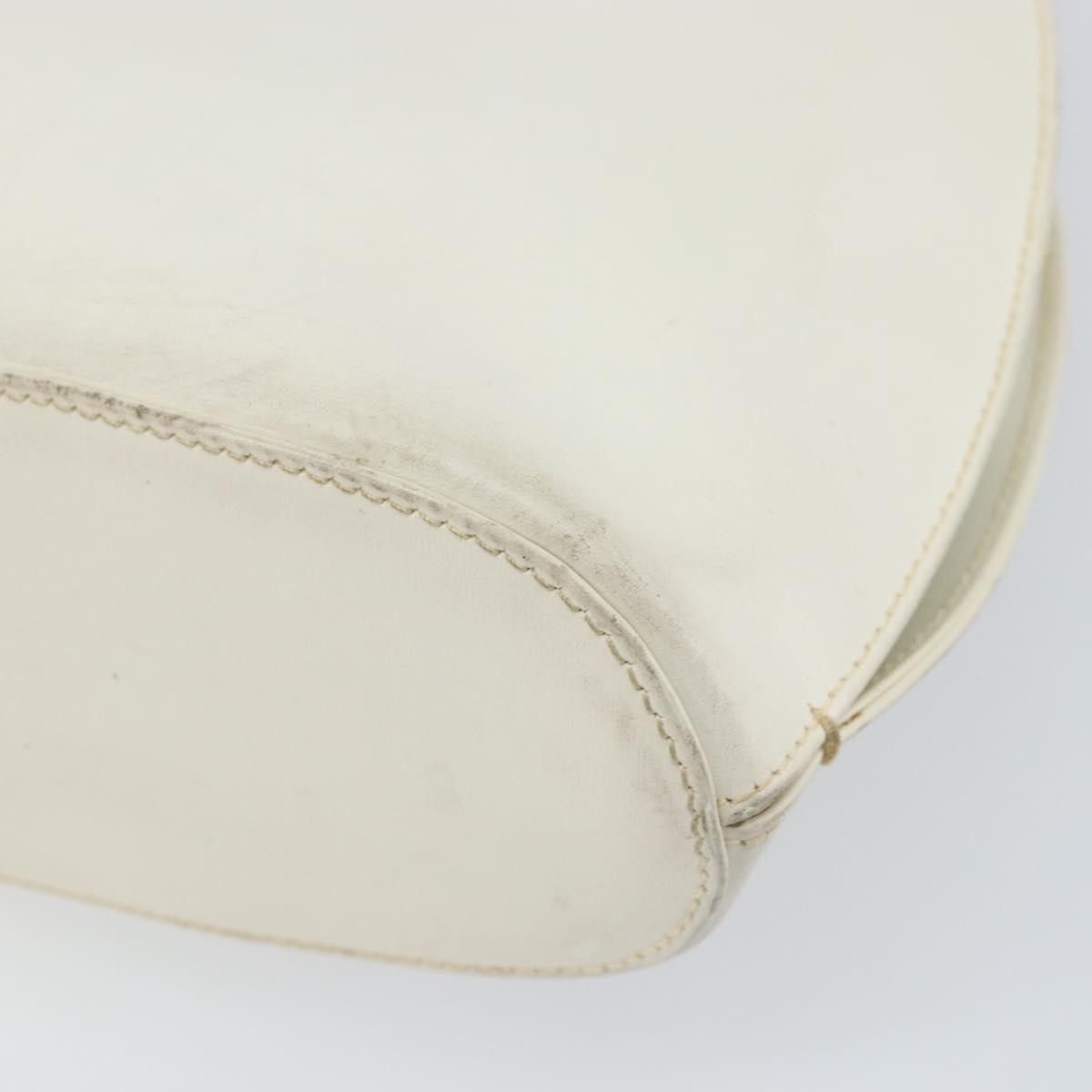 Gucci GUCCI Hand Bag Leather White Silver Authentic 170514