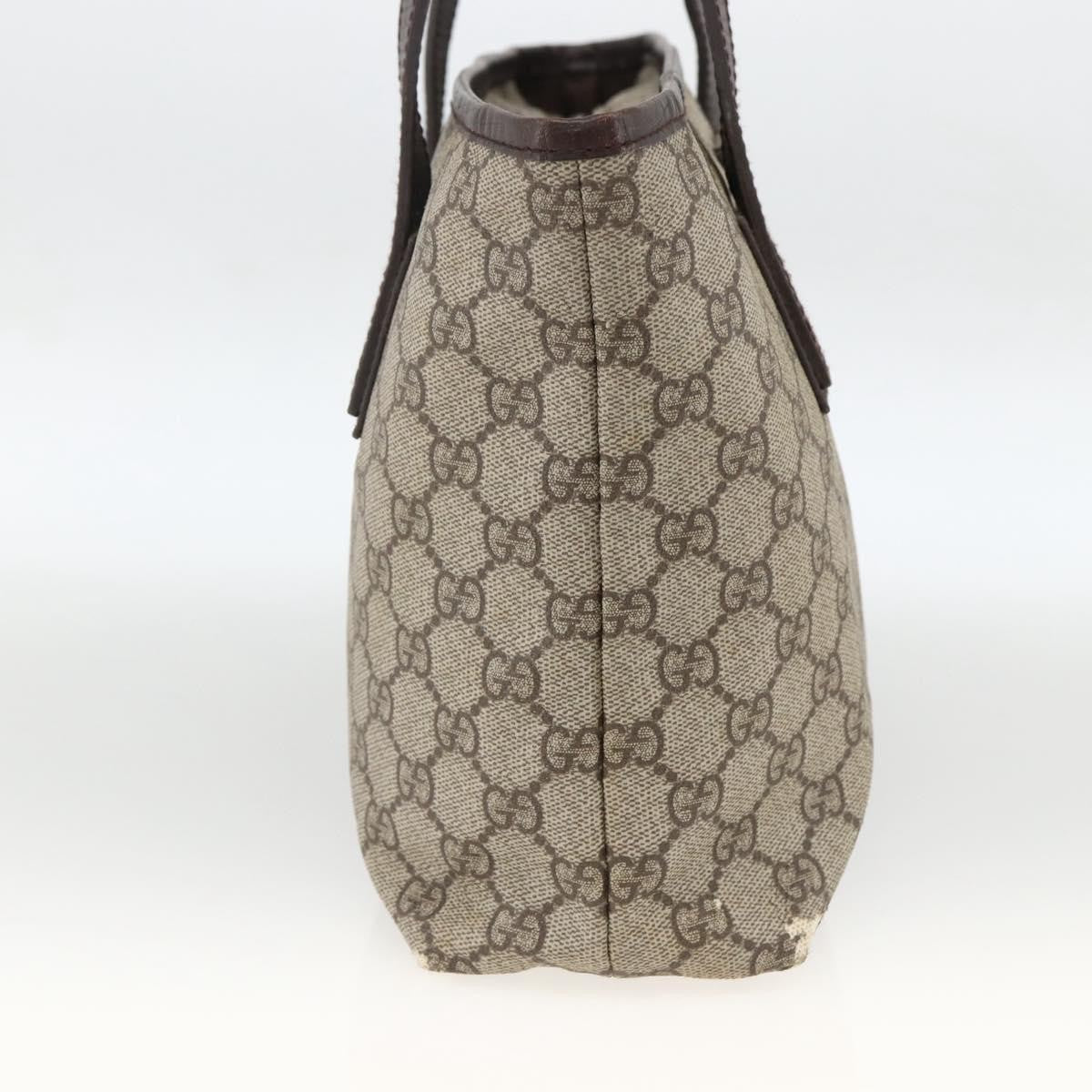 Gucci GUCCI GG Supreme Hand Bag PVC Beige Silver 181086 Authentic ARZ575