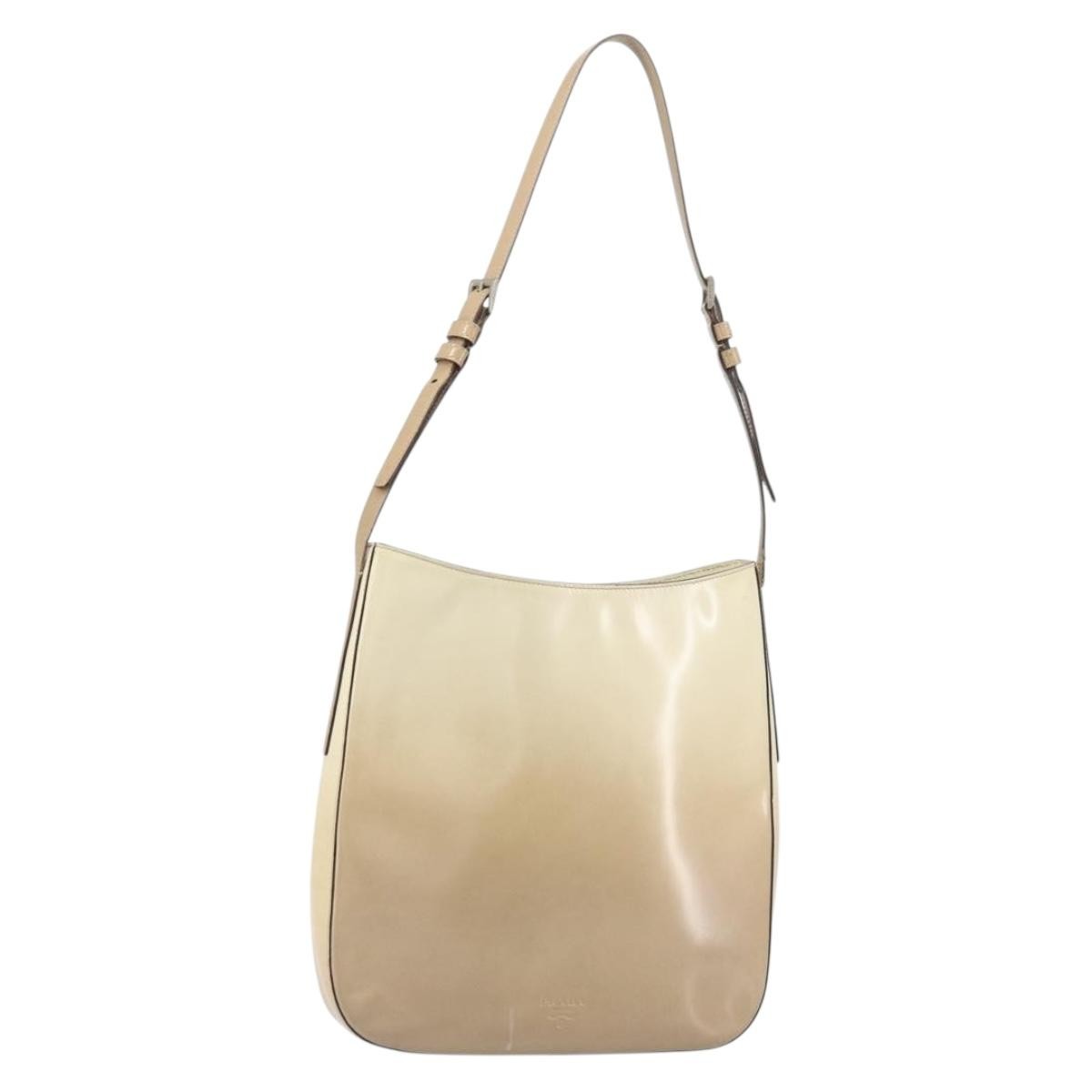 Prada PRADA Shoulder Bag Patent leather Beige Authentic ti3531