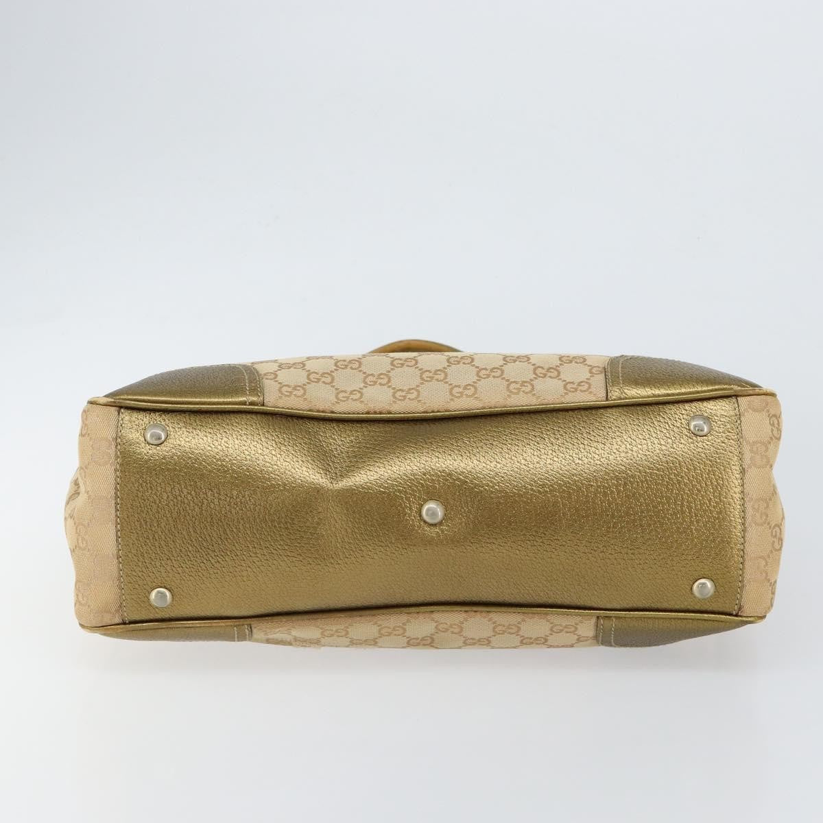 Gucci GUCCI GG Canvas Shoulder Bag Beige Gold 177052 Authentic 121395