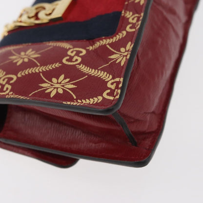 Gucci GUCCI GG Canvas Sylvie Sherry Line Chain Bag Leather Red 494646 Authentic BAZ806A