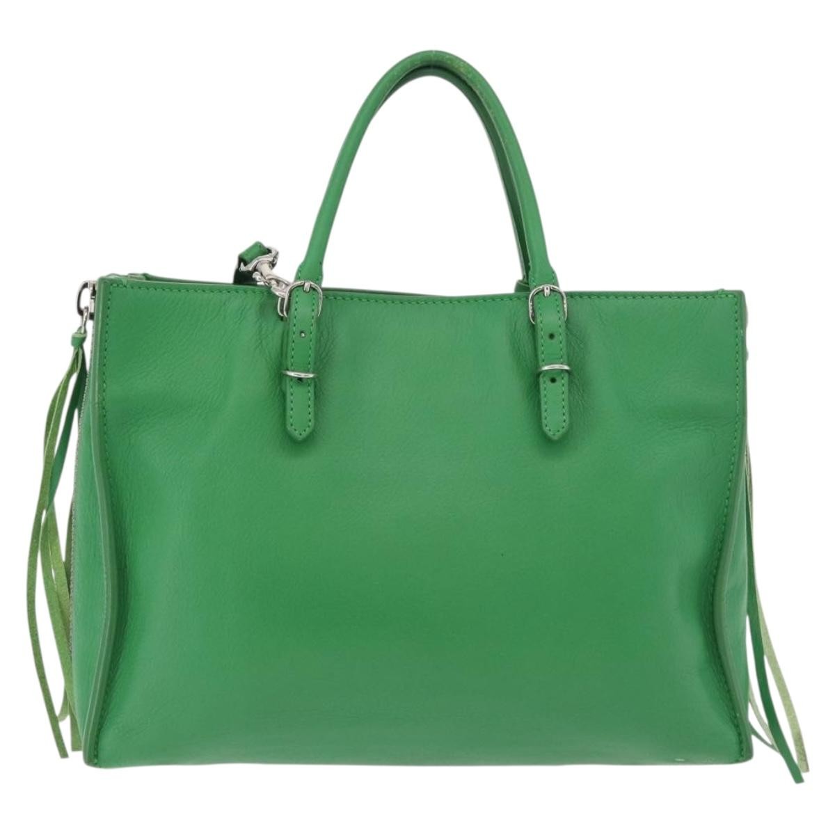 Balenciaga BALENCIAGA The Paper Tote Bag Leather 2way Green Silver 370926 Authentic 179403A