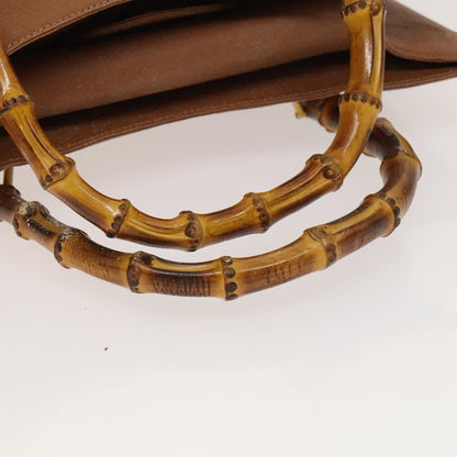 Gucci GUCCI Bamboo Hand Bag Leather Brown Gold Authentic ep9697