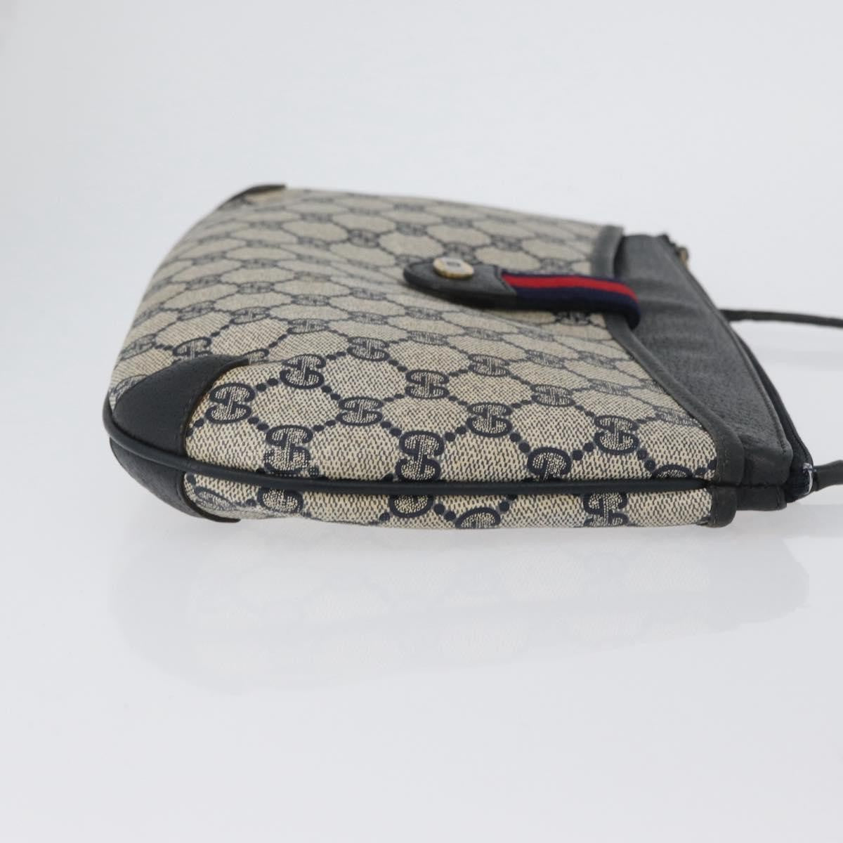 Gucci GUCCI GG Supreme Sherry Line Shoulder Bag PVC Navy Gold 904 02 026 Authentic mr2029
